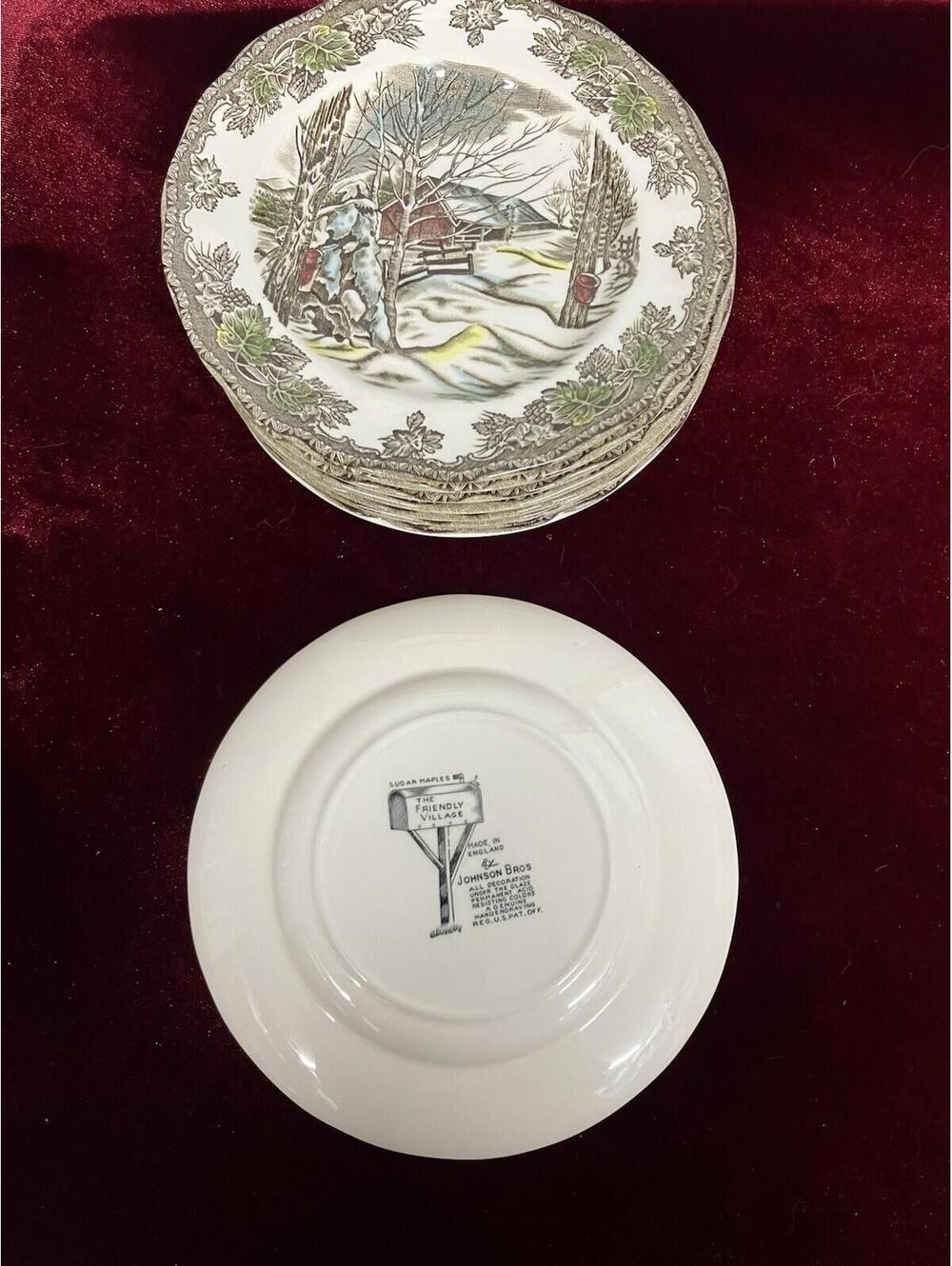 Johnson Brothers FRIENDLY VILLAGE  Bread and Butter Plate Lot England 9 Plates